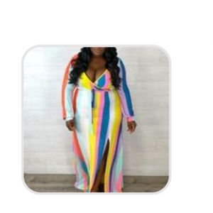 Bright stripe wrap maxi